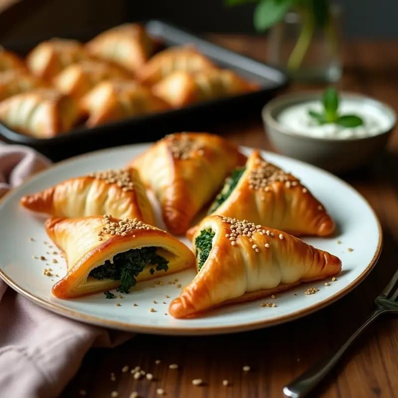 Fatayer de Espinacas y Queso Akkawi: Aperitivo Libanés Crujiente en 20 Minutos
