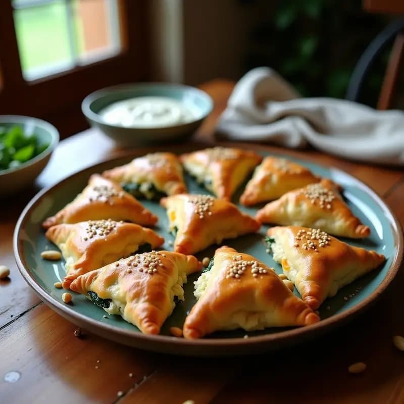 Fatayer de Espinacas y Queso Feta: Empanadillas Libanesas en Forma de Triángulo