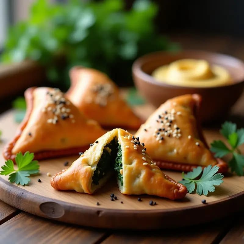 Fatayer de Espinacas y Sumac con Masa de Harina de Garbanzo: Aperitivo Libanés en Airfryer