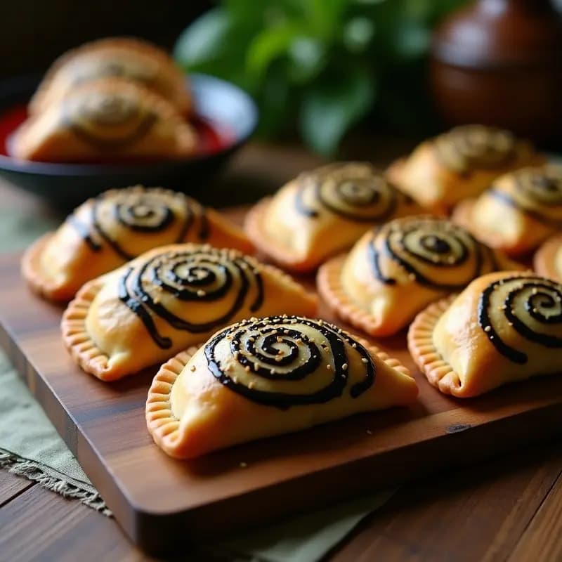 Fatayer de Espinacas y Suminagashi: Empanadas Libanesas con Toque Japonés