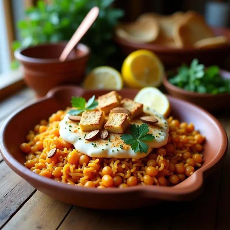 Fattah Egipcio de Arroz y Garbanzos con Crujiente de Ajo: Receta Tradicional Vegana