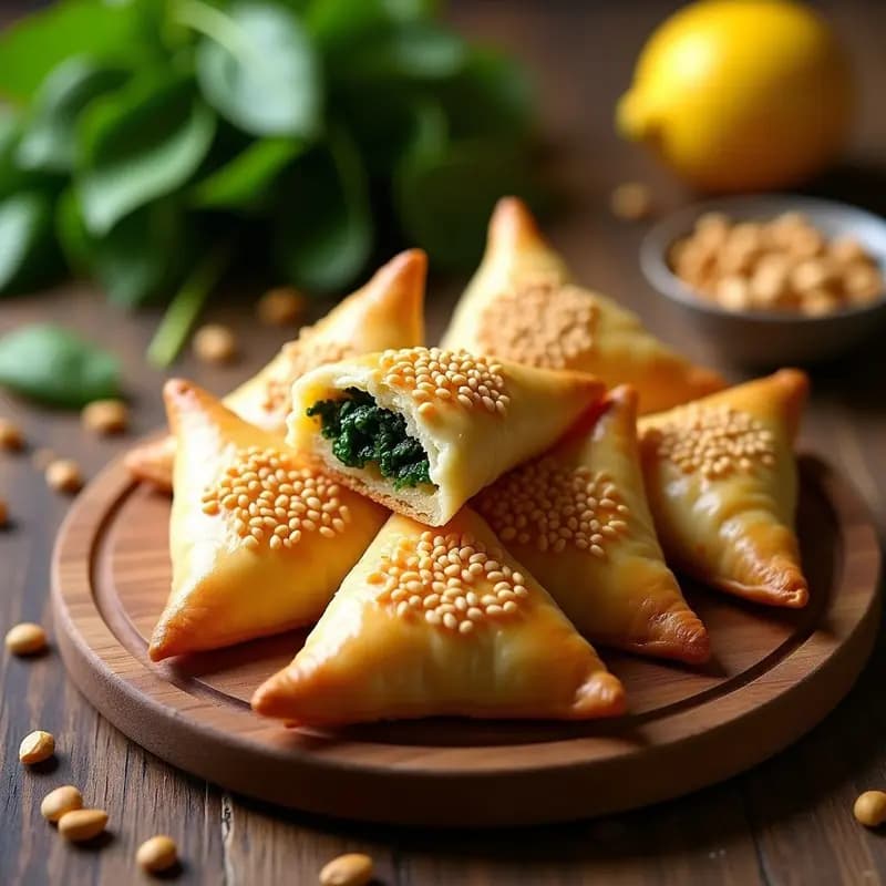 Fattayer de Espinacas y Piñones: Empanadillas Libanesas con Masa de Semolina Integral
