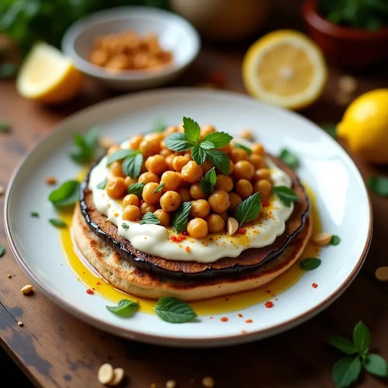 Fatteh de Berenjena y Yogur de Soja: Receta Libanesa Vegana con Toque Ácido