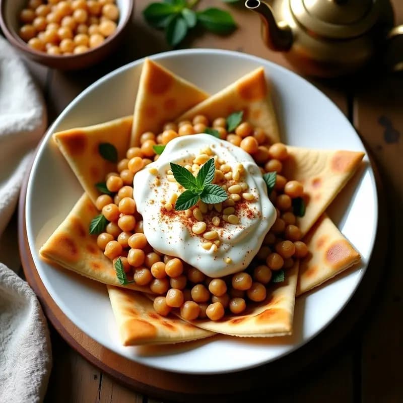 Fatteh de Garbanzos y Yogur: Receta Árabe Tradicional con Crujiente de Pan Pita