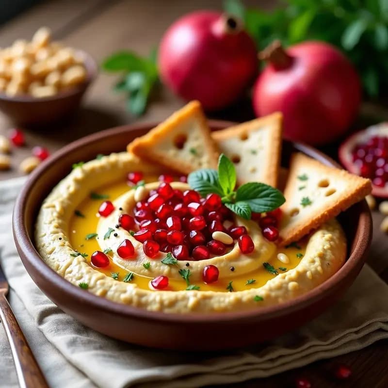 Fatteh de Hummus y Granadas con Pan Pita Integral: Receta Levantina Sin Gluten
