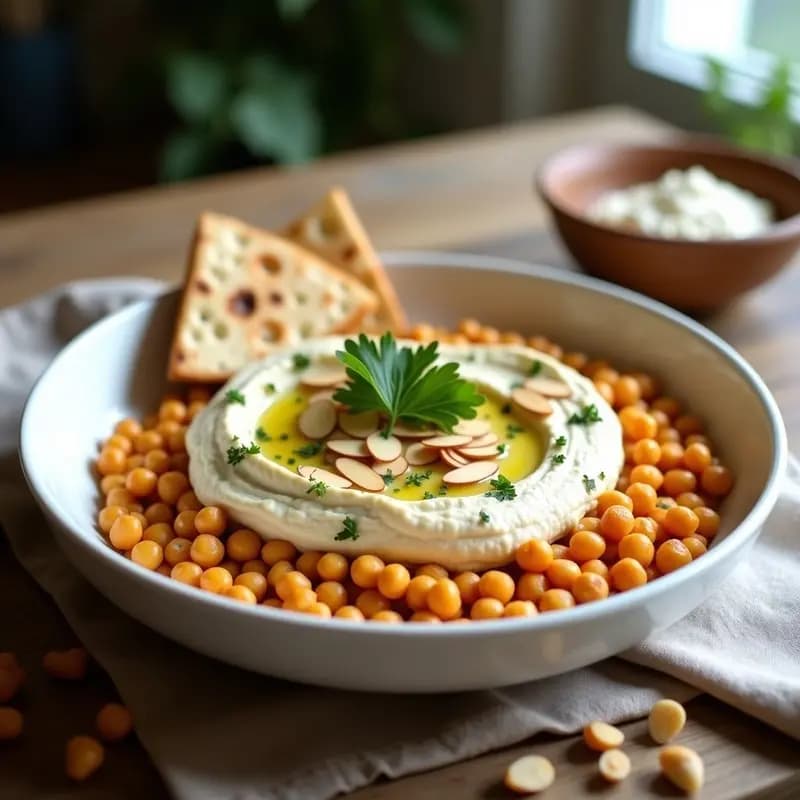 Fattet Hummus Sirio con Pan Pita y Garbanzos: Entrante Tradicional en 15 Minutos