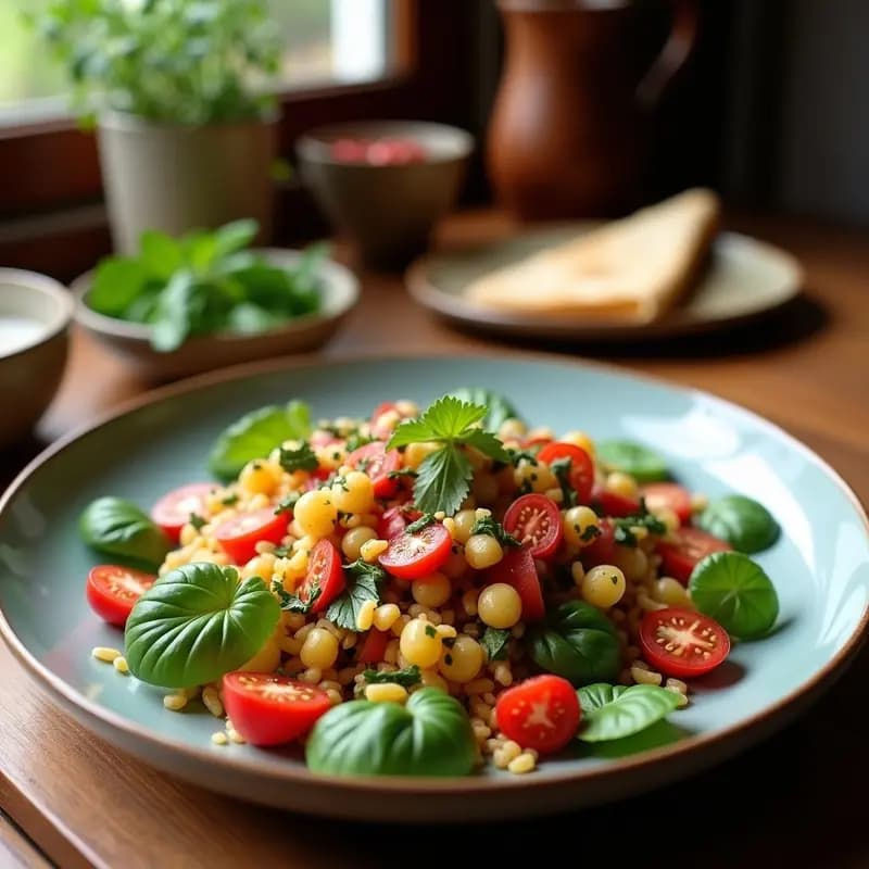 Fattoush de Col Rizada y Granitos de Granada: Ensalada Libanesa Crudivegana en 10 Minutos