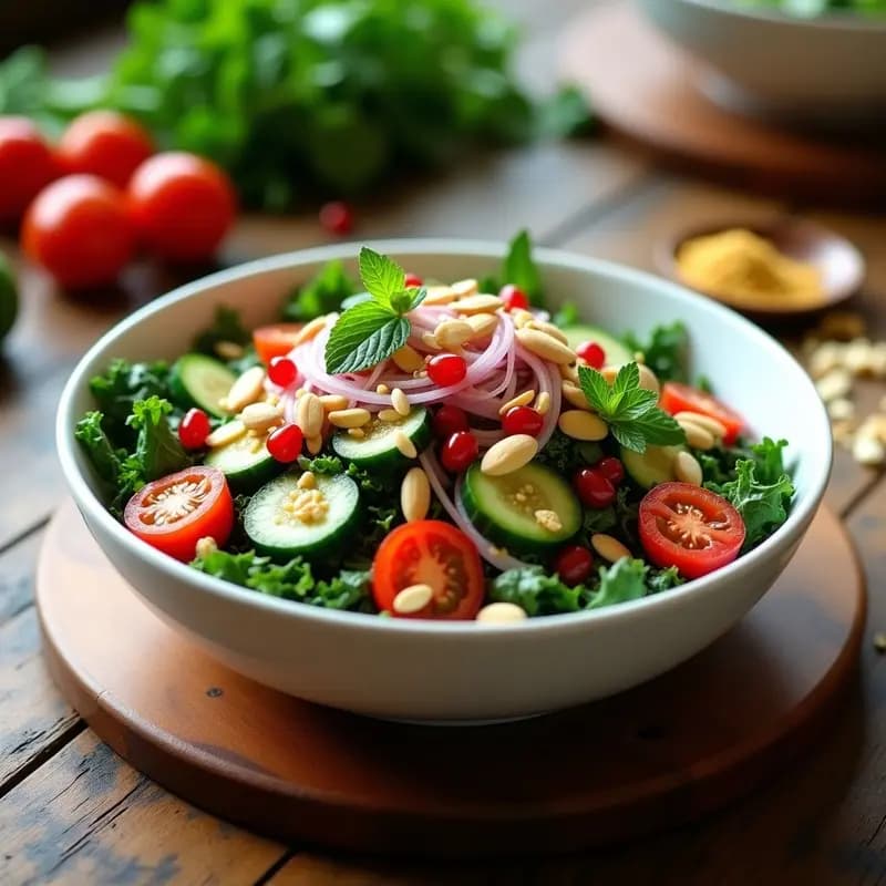 Fattoush de Col Rizada y Granada: Ensalada Libanesas Keto y Sin Gluten