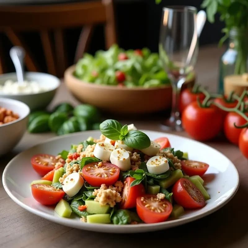 Fattoush con Granadas y Queso de Anacardos: Ensalada Libanesa Vegana y Crunchy