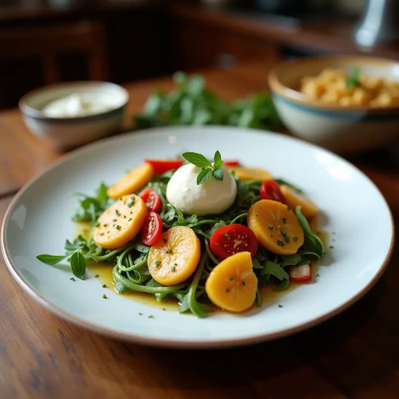 Fattoush con Granadilla y Queso Halloumi: Ensalada Libanesa con Toque Dulce y Salado