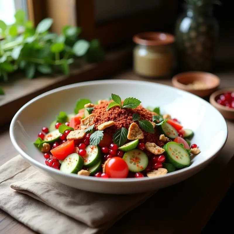 Fattoush de Granados y Nueces: Ensalada Árabe con Twist de Fruta