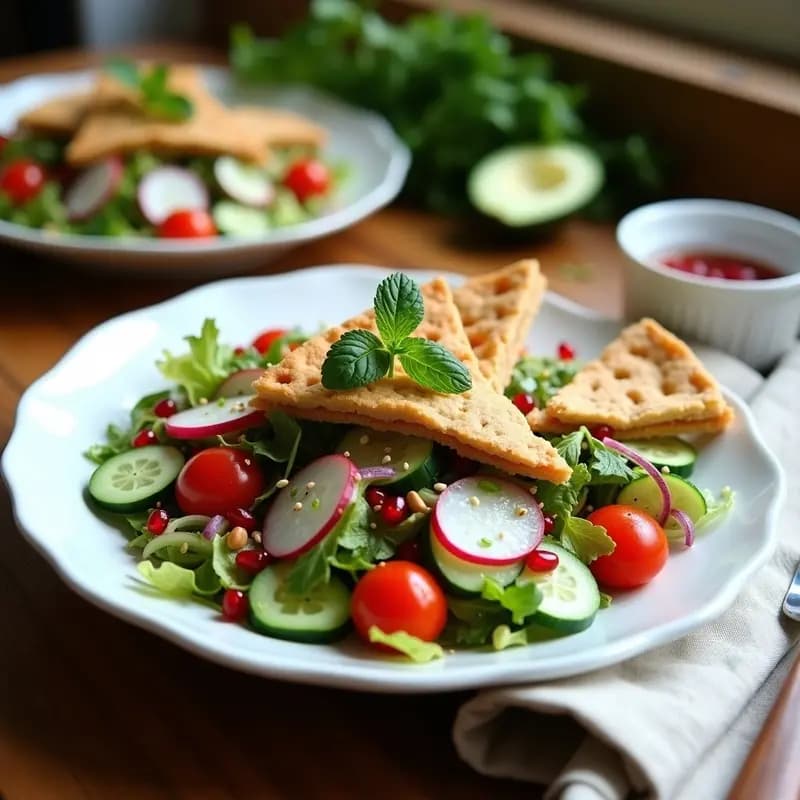 Fattoush de Pepino y Mentastica: Ensalada Árabe Vegana y Refrescante