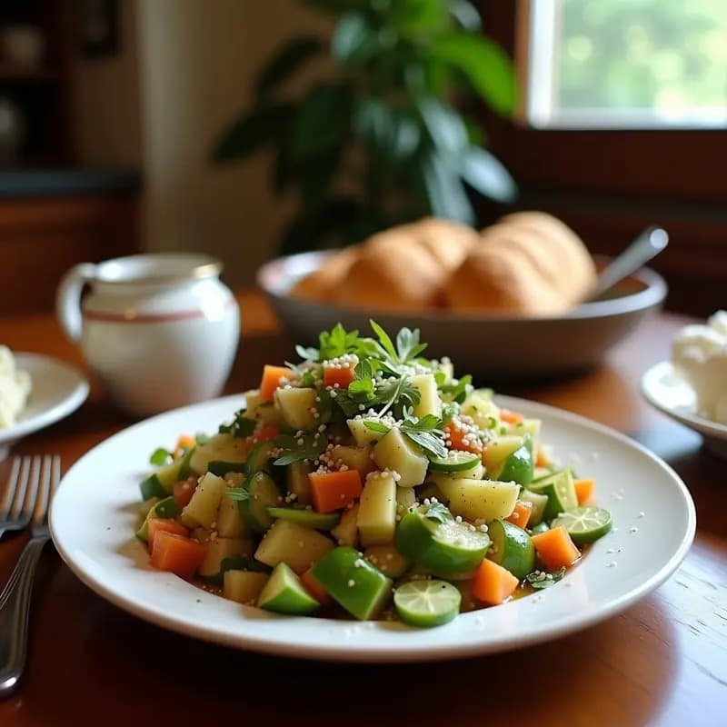 Fattoush de Grano de Trigo Verde y Granadas: Ensalada Libanesa con Crisp de Pan de Pita