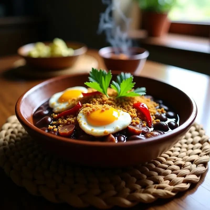 Feijão Tropeiro Brasileño con Huevos y Farofa: Receta Contundente y Sabrosa