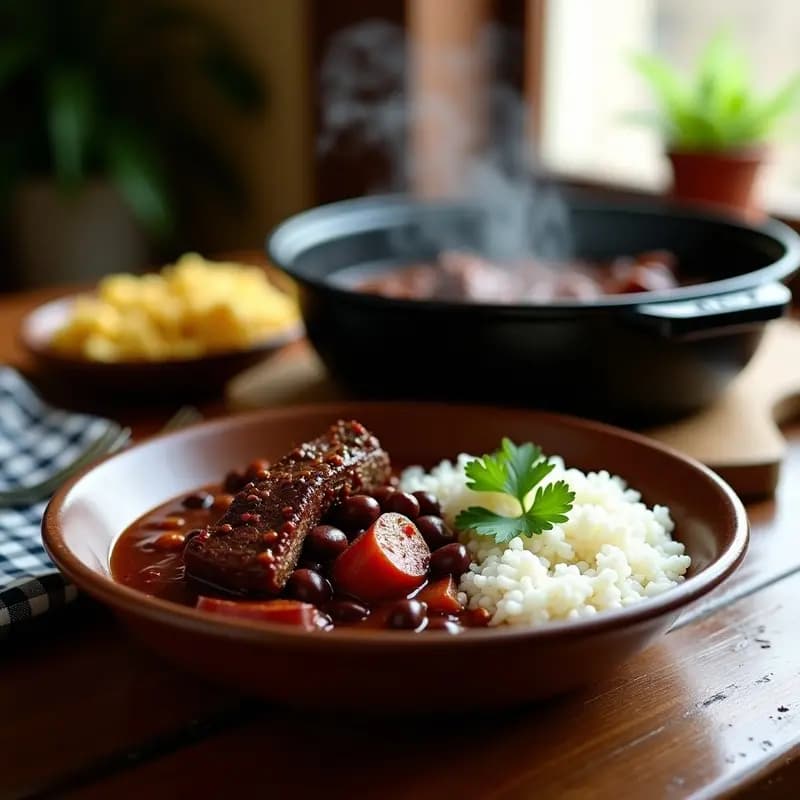 Feijoada Brasileira con Carne Secada y Arroz: Receta Black Pot para 8 Personas