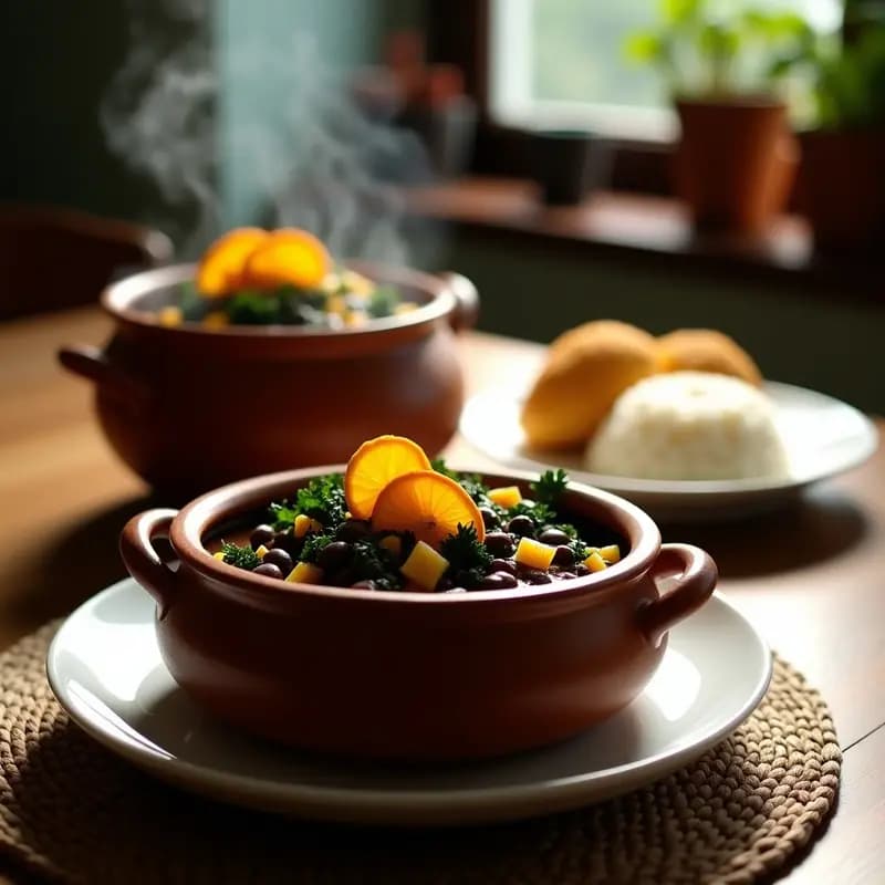 Feijoada Brasileira com couve: Guiso de Frijoles Negros con Col Rizada y Naranja