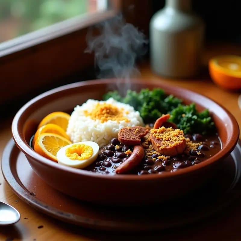 Feijoada Brasileira con Farofa: Estofado de Frijoles Negros y Carnes en Olla Lenta