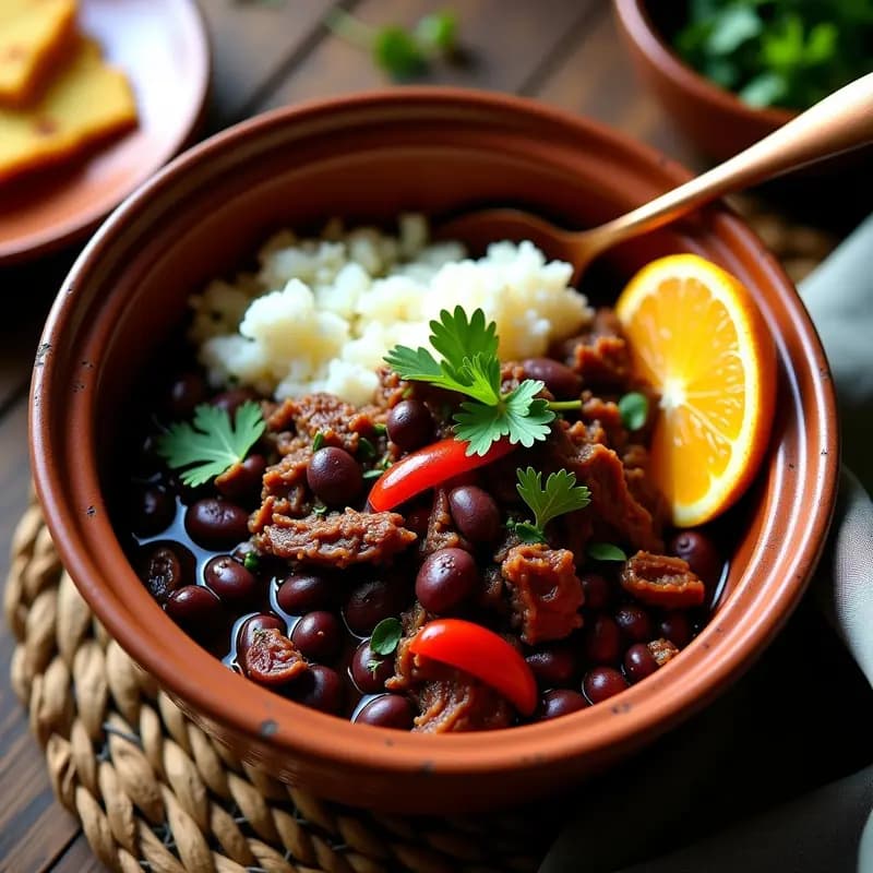 Feijoada Brasileña Express: Receta con Frijoles Negros, Carne Secada y Airfryer