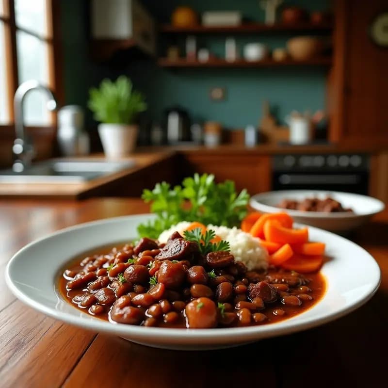 Feijoada Brasileña con Carne Secada y Farofa: Guiso Contundente para Compartir