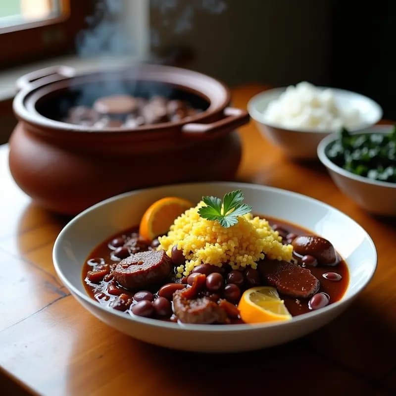 Feijoada Brasileña Completa con Carnes y Farofa: Receta Tradicional para 6 Personas