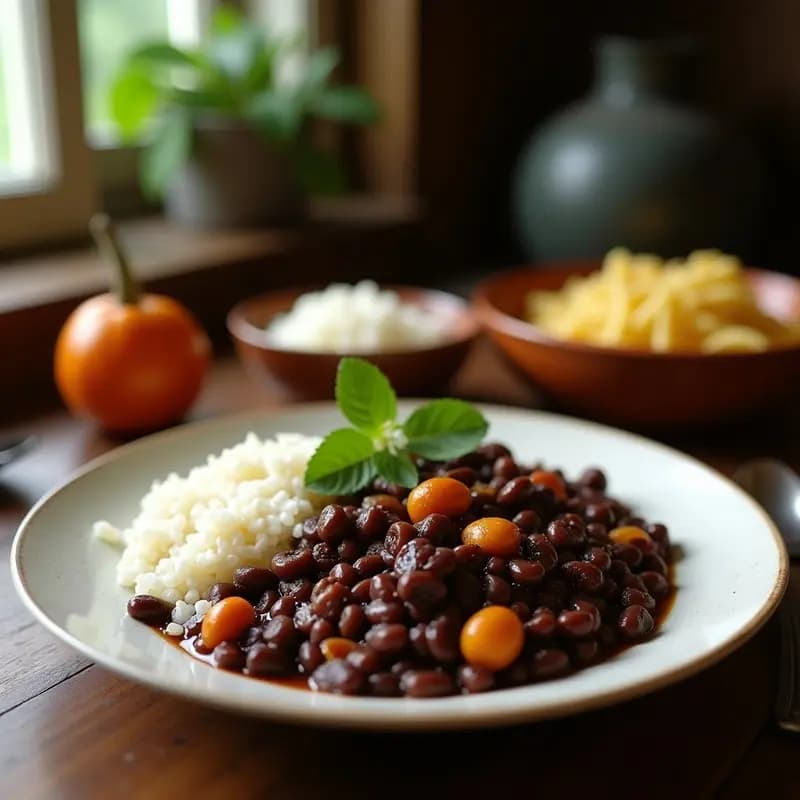 Feijoada Brasileña Completa: Guiso de Frijoles Negros con Carnes y Farofa Crujiente