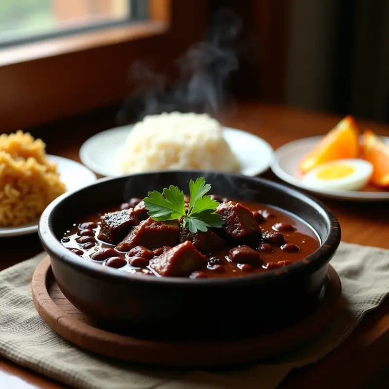 Feijoada Brasileña de Frijol Negro y Costilla: Guiso Contundente con Farofa