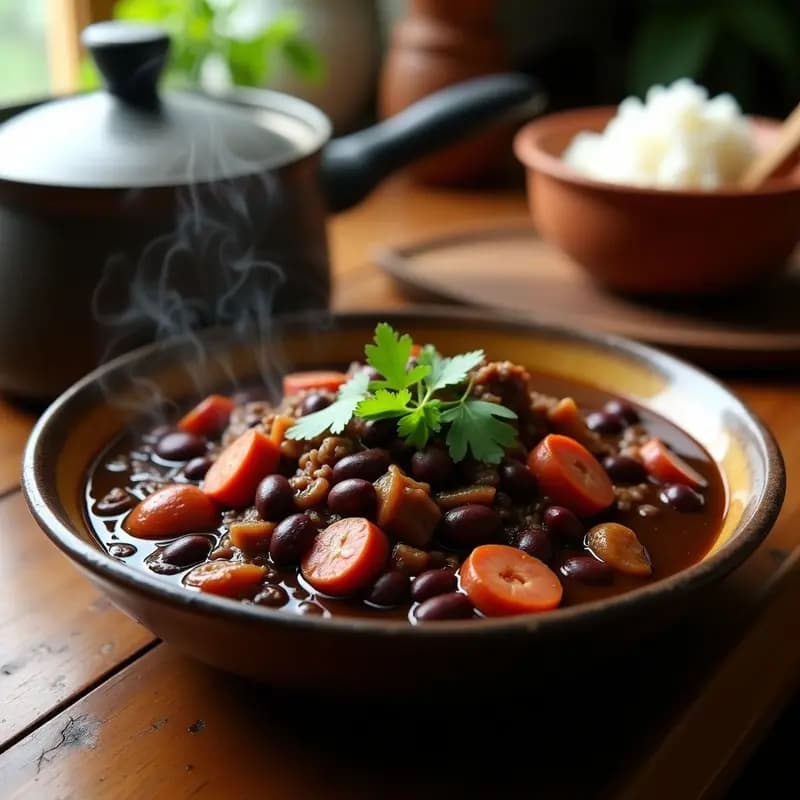 Feijoada Brasileña con Frijoles Negros y Carne de Res: Receta Tradicional en Olla Exprés