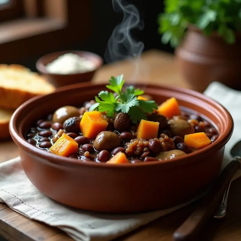 Feijoada Brasileña de Hongos y Calabaza: Estofado Vegano y Alta en Fibra