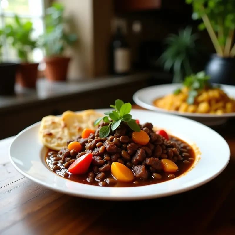 Feijoada Brasileña Vegana con Seitan y Verduras: Estofado Reconfortante y Rico en Fibra