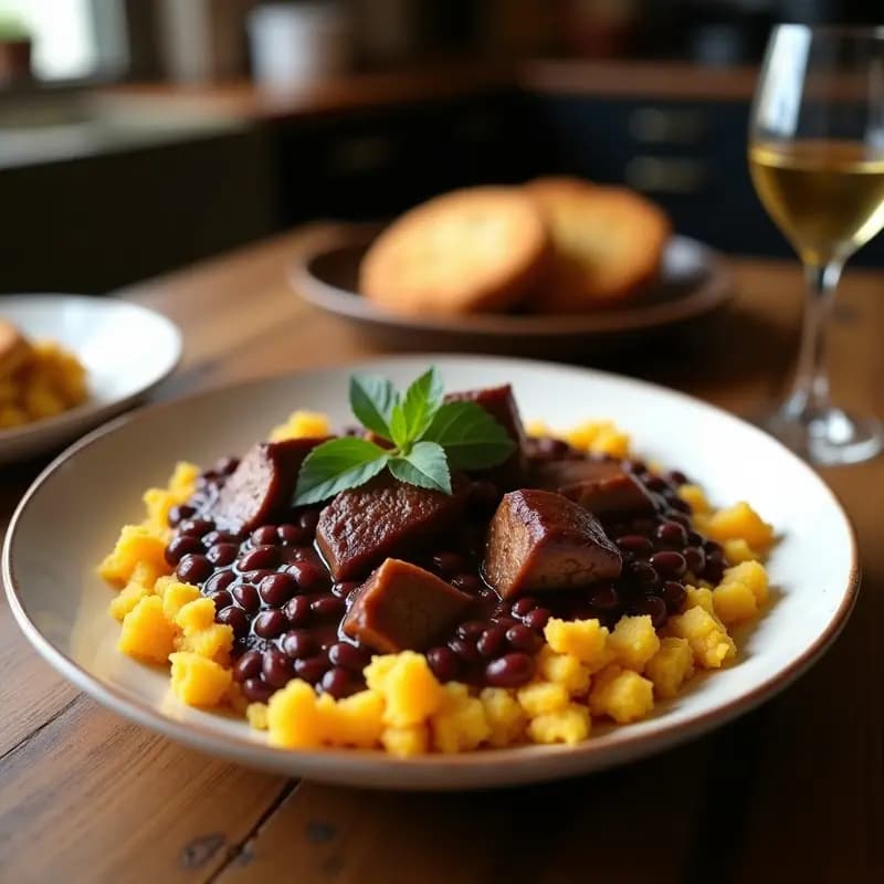 Feijoada Brasilera con Carnes Ahumadas y Farofa: Receta de Sábado al Mediodía
