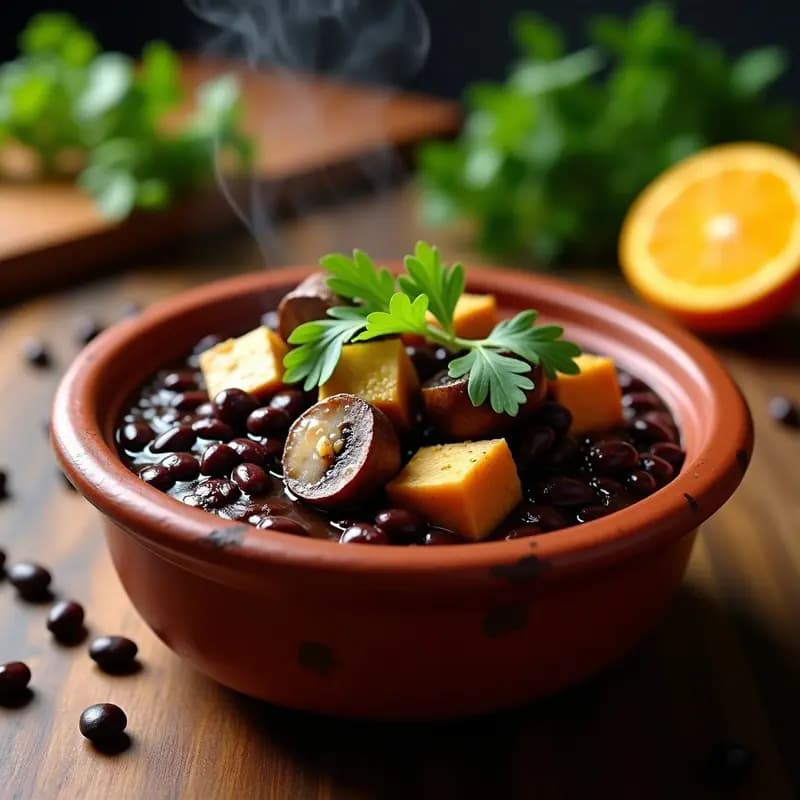 Feijoada Brasilera con Champiñones y Tofu Ahumado: Estofado Vegano y Alta Proteína