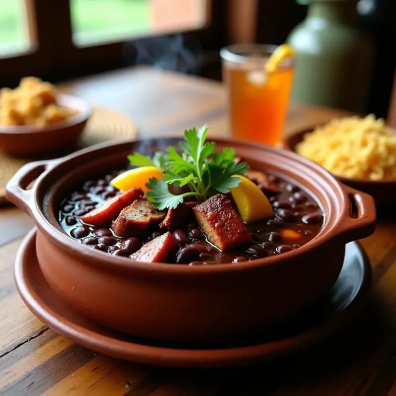 Feijoada Brasilera: Estofado de Frijoles Negros con Carnes y Naranja para Churrasco