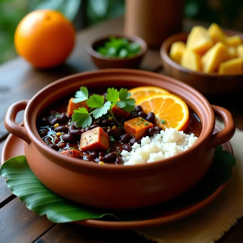 Feijoada Brasilera con Frijoles Negros y Tofu Ahumado: Receta Vegana de Cocido Tropical