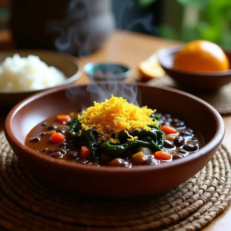 Feijoada Brasilera con Farofa y Couve: Receta Vegana Sin Carne de Cerdo