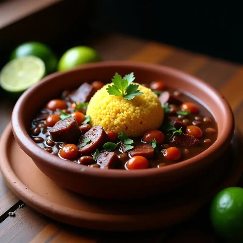 Feijoada Brasieña con Carne de Cerdo y Farofa de Yuca: Receta en Olla Lenta