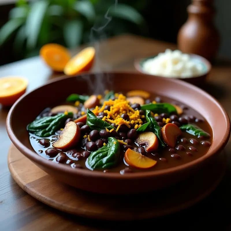 feijoada-de-cogumelos-e-espinacas: Receta Brasilena Vegana y Rica en Hierro en Olla Exprés