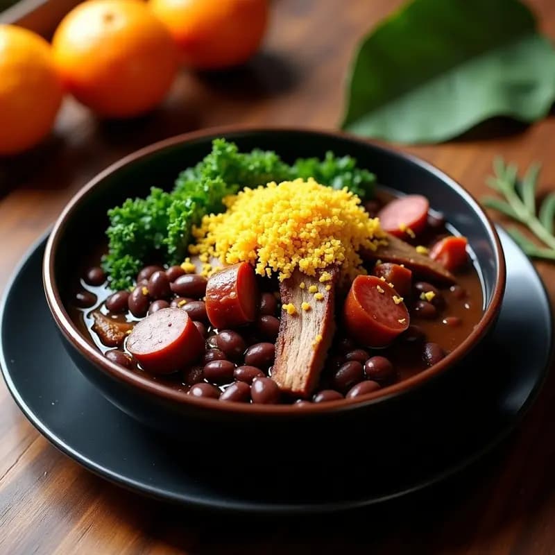 Feijoada Brasileira con Farofa y Col Rizada: Receta Tradicional en Olla Rápida
