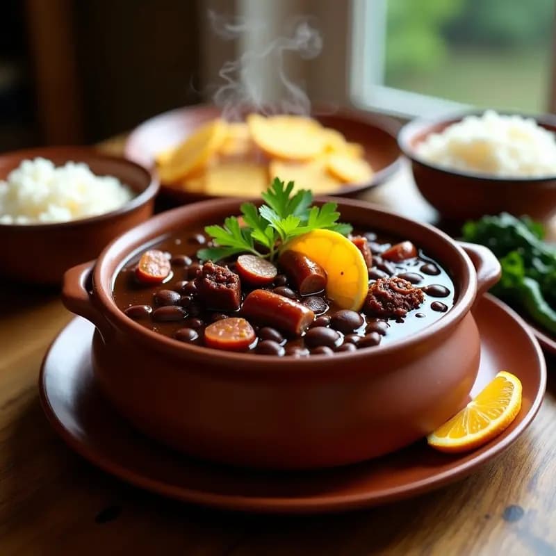 Feijoada Brasileña con Frijoles Negras: Receta Tradicional con Carne de Cerdo y Naranjas