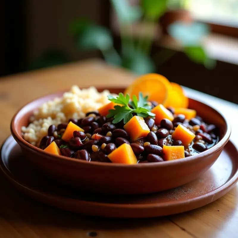 Feijoada Brasileña Ligera con Frijoles Negros y Calabaza: Receta Sin Carne y Rápida