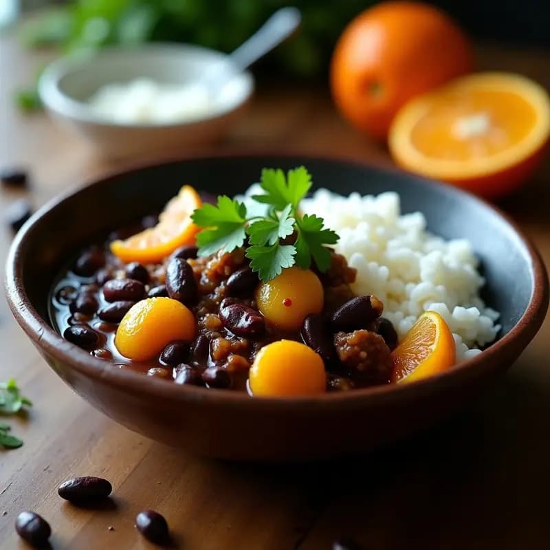 Feijoada Brasilera de Frijoles Negros y Naranja: Versión Vegana del Clásico Latino