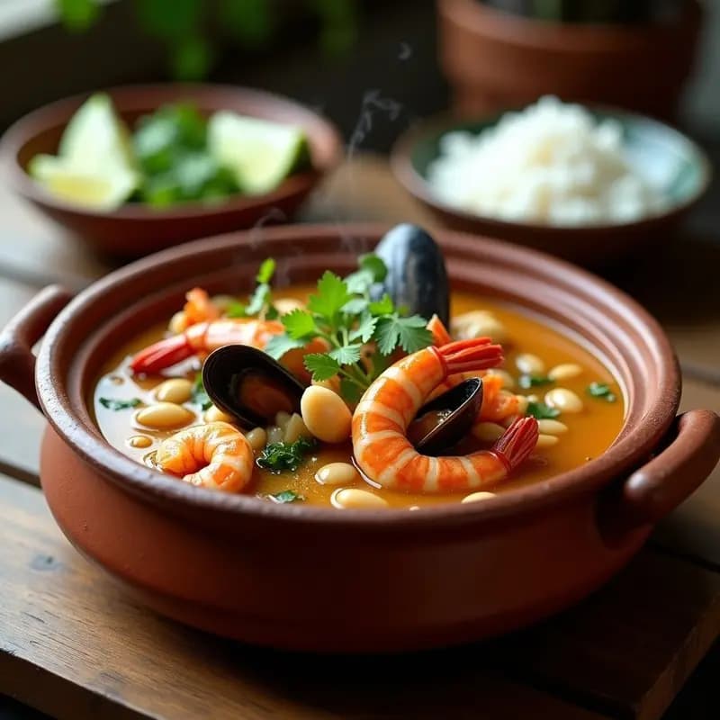 Feijoadinha de Frutos do Mar: Estofado Brasilerio de Frijoles Blancos y Mariscos para Fiestas