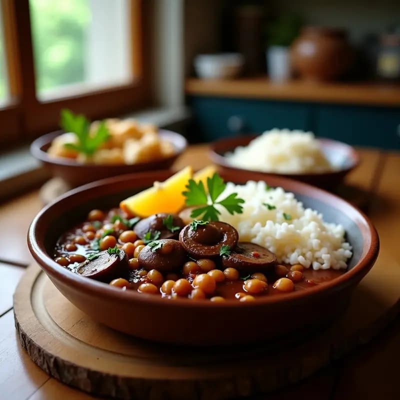 Feijoada de Garbanzos y Setas Portobello: Receta Brasileña Vegana en Olla Express