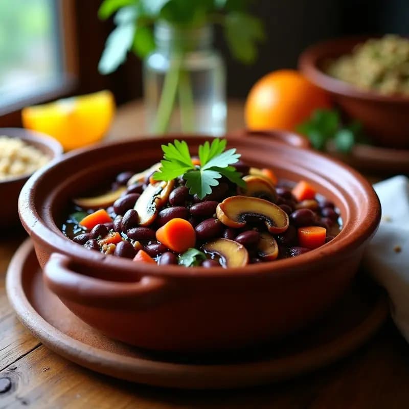 Feijoada Brasilera con Hongos Shitake: Estofado Vegano y Alto en Fibra