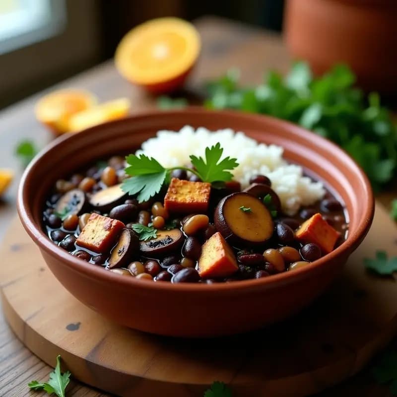 Feijoada Brasileira de Hongos y Tofu: Estofado Vegano en Olla Lenta