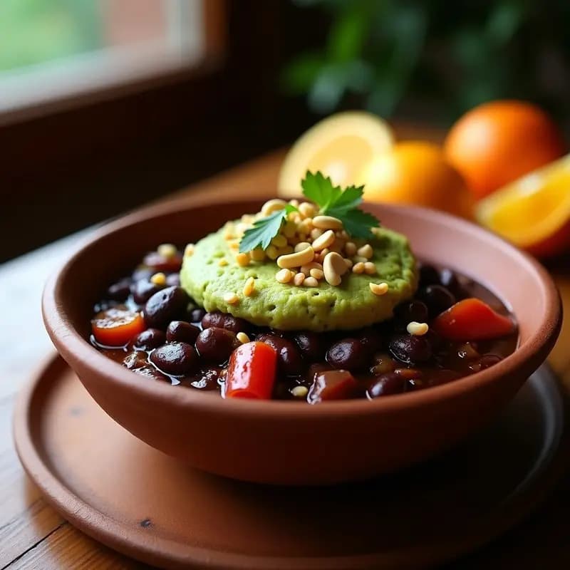 Feijoada indigena con Harina de Plátano Macho: Receta Brasilera Vegana y sin Carnes