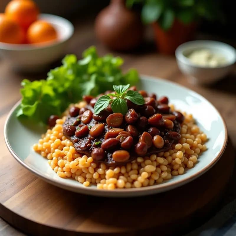 Feijoada Brasilera con Jackfruit y Farofa: Guiso Negro Vegano Rico en Proteína