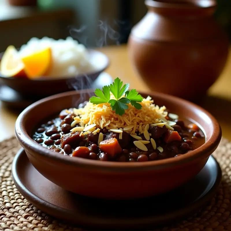 Feijoada de Jackfruit y Frijol Negro: Receta Brasileña Vegana con Farofa de Mandioca