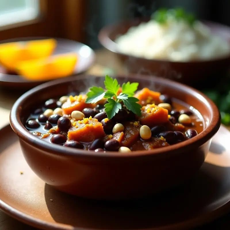 Feijoada Brasileña con Jakafruit y Naranjas: Estofado Vegano y Rápido en Olla Exprés