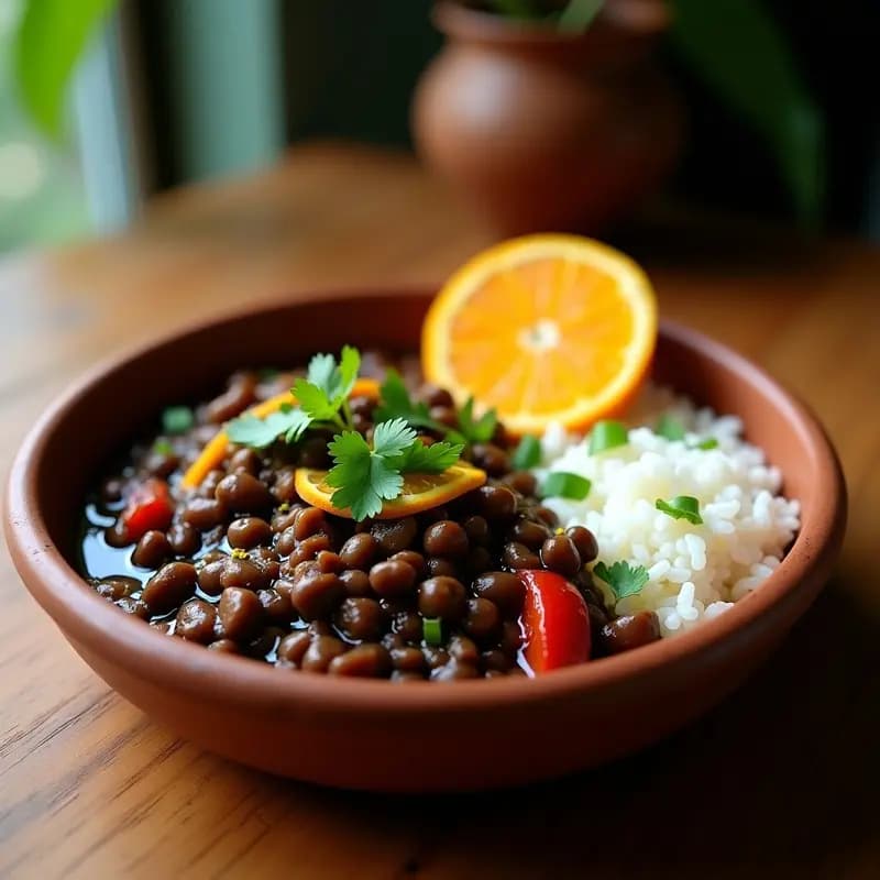 Feijoada de Lentejas Negras con Naranjas: Receta Brasilera Vegana en Olla Exprés