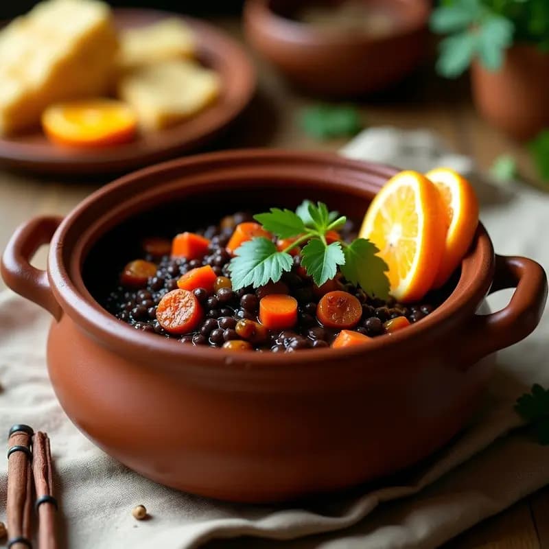 Feijoada de Lentejas Negros: Receta Brasileña Vegana con Naranjas y Especias